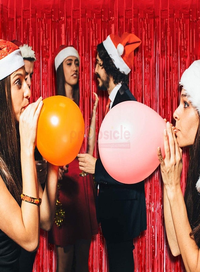 بروبسيكل ستائر شراشيب حمراء لامعة من بروبسكل، مقاس 4 أقدام × 6 أقدام، خلفية مثالية لجلسات التصوير - خلفية لامعة معدنية لجلسات التصوير في أعياد الميلاد، والذكرى السنوية، وعيد الحب، وعيد الميلاد، وحفلات الزفاف، وحفلات توديع العزوبية، وحفلات استقبال المولود - عبوة من قطعتين - Image 4